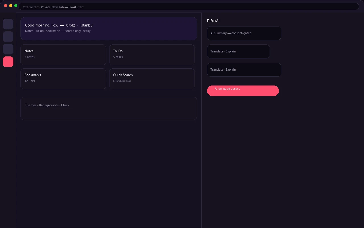 FoxAI Start new-tab